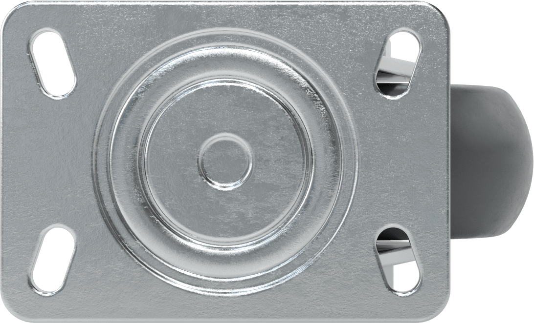 6-5/8“ x 4-3/4” Plakalı Kolay Dönen Tekerlek, Yüksek Kapasiteli, Frenli Döner Tekerlek ve 6" Çaplı Gri Poliüretan Tekerlek