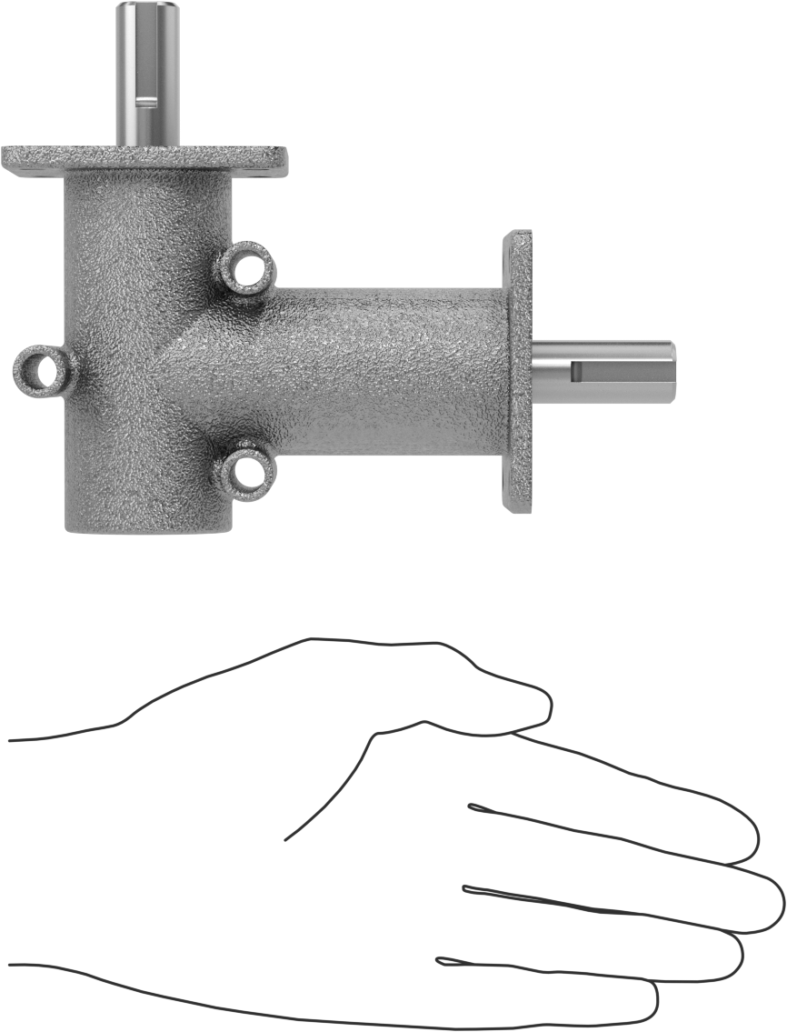 Metrik Dik Açı Dişli Kutusu, 1 Çıkış Mili, 2 Flanş, 70 in.-lbs@ 1750 rpm Tork
