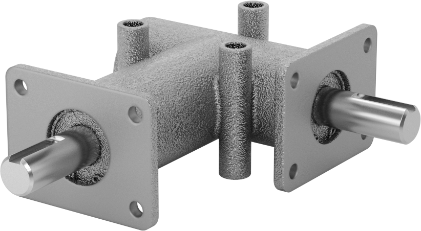Metrik Dik Açı Dişli Kutusu, 1 Çıkış Mili, 2 Flanş, 70 in.-lbs@ 1750 rpm Tork