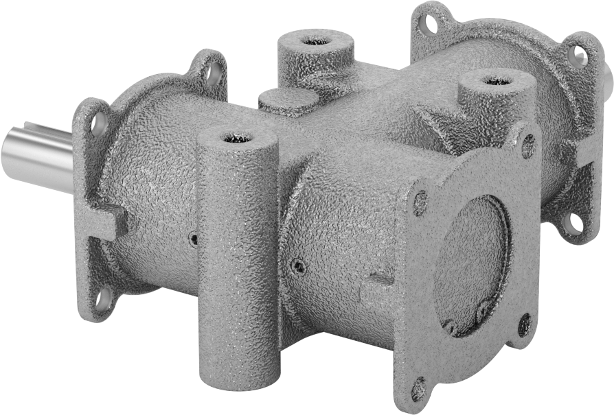 Metrik Dik Açı Dişli Kutusu, 1 Çıkış Mili, 3 Flanş, 347 inç-lbs@ 1750 rpm Tork