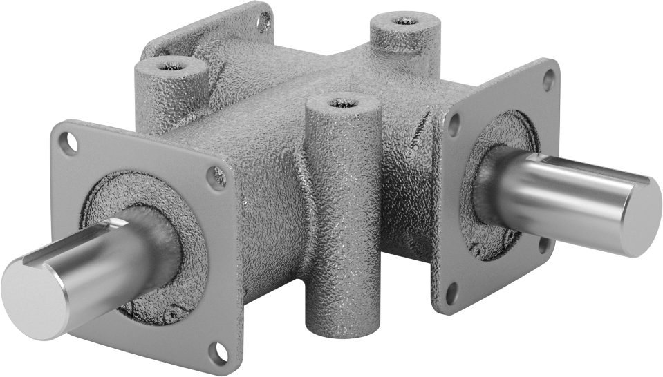 Metrik Dik Açı Dişli Kutusu, 1 Çıkış Mili, 3 Flanş, 508 in-lbs @ 1750 rpm Tork