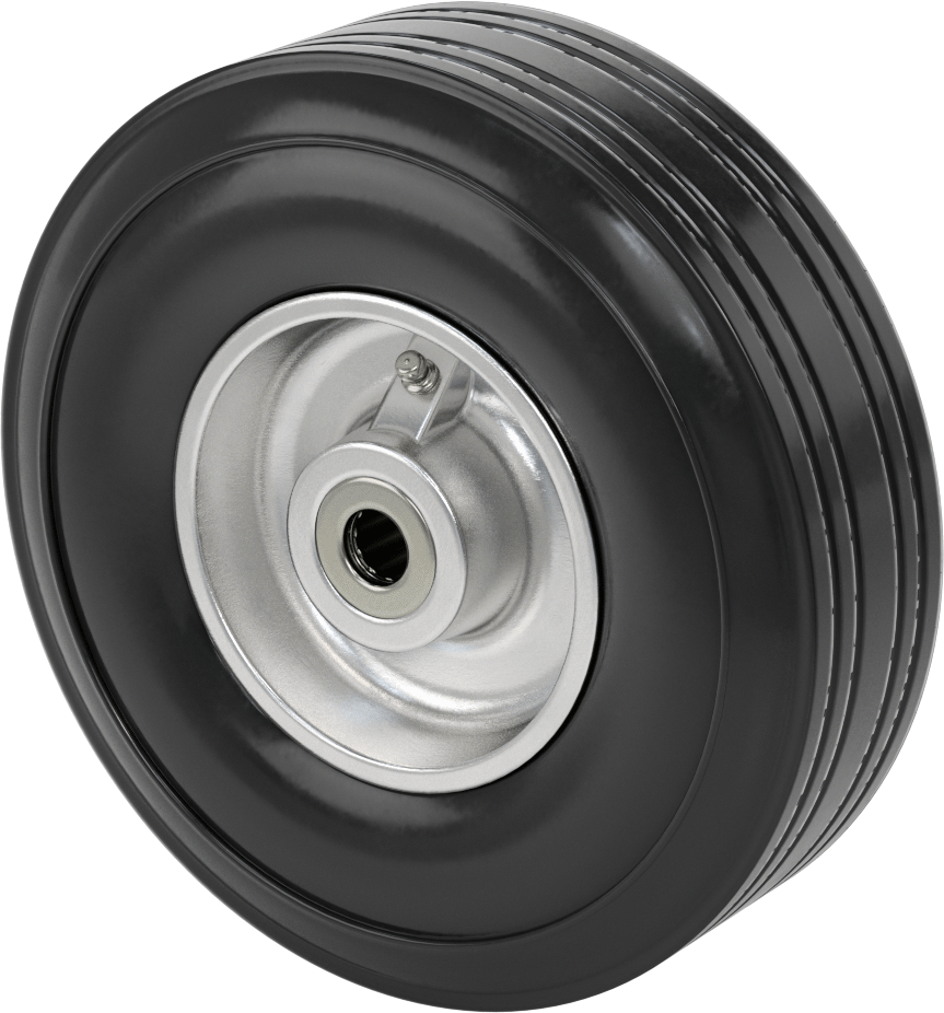 Alüminyum Çekirdekli Kauçuk Katı Dişli Patlamayan Tekerlek, Rulmanlı Merkez Montajlı Göbek, 8“ Çap x 2-1/2” Genişlik