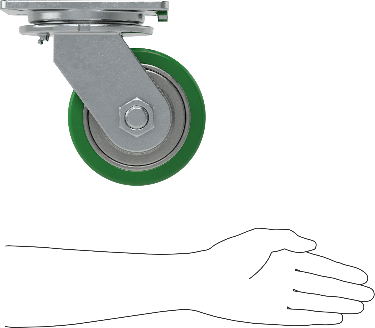 Ekstra Yüksek Kapasiteli Stronghart Tekerlek, 7-1/4“ x 5-1/4” Plaka, 6 inç x 4 inç Poliüretan Tekerlekli Döner Ayak
