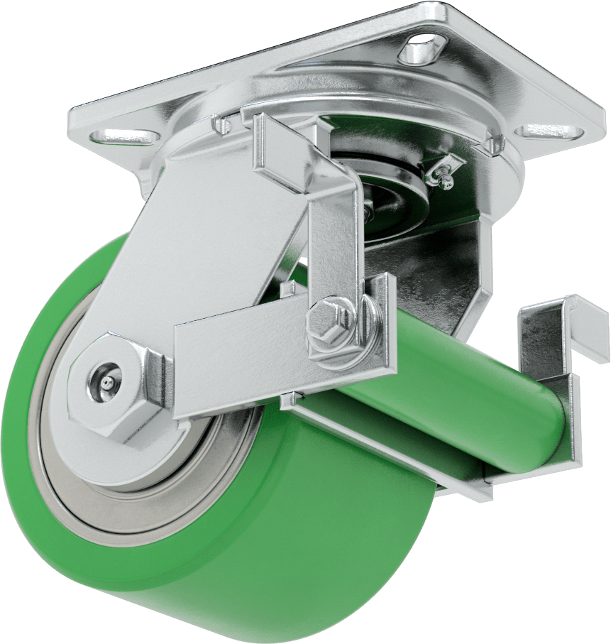 Ekstra Yüksek Kapasiteli Stronghart Tekerlek, 7-1/4“ x 5-1/4” Frenli Plaka ve 6“ x 4” Poliüretan Tekerlek