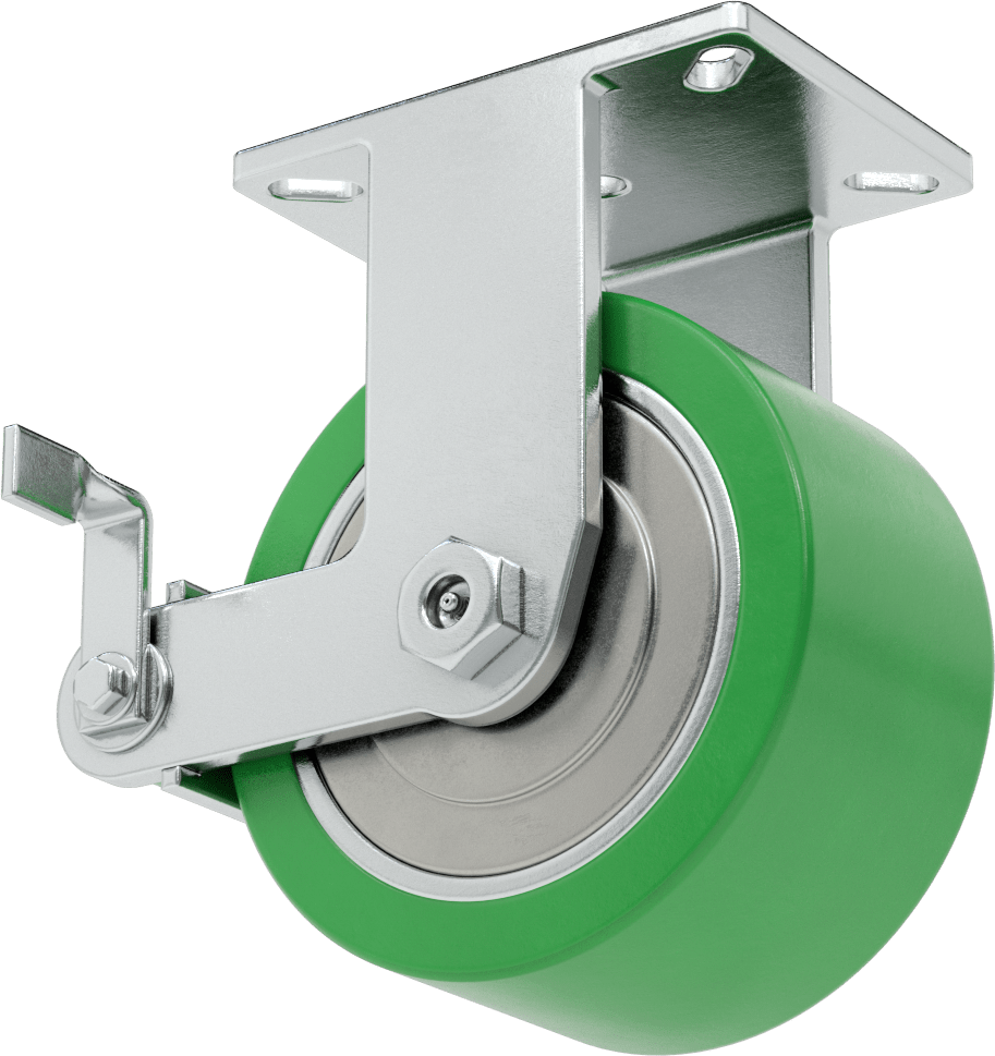 Ekstra Yüksek Kapasiteli Stronghart Tekerlek, 7-1/4“ x 5-1/4” Frenli Plaka ve 8“ x 4” Poliüretan Tekerlek
