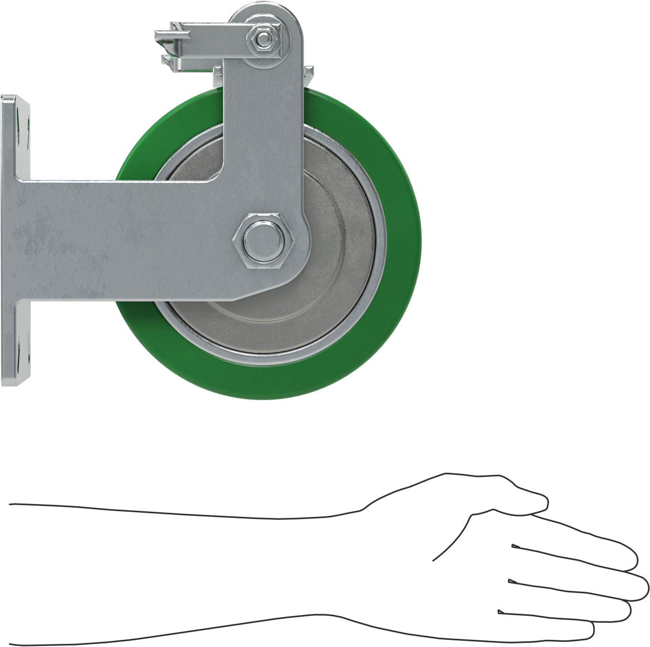 Ekstra Yüksek Kapasiteli Stronghart Tekerlek, 7-1/4“ x 5-1/4” Frenli Plaka ve 8“ x 4” Poliüretan Tekerlek