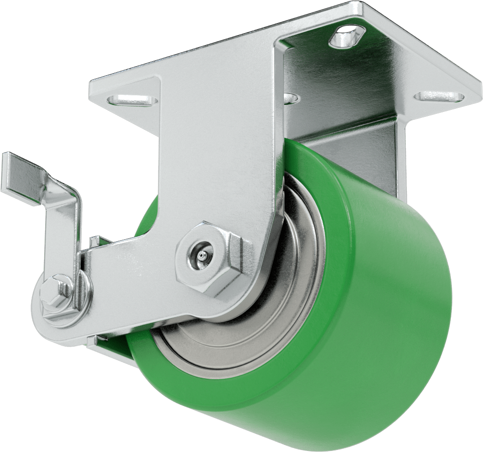 Ekstra Yüksek Kapasiteli Stronghart Tekerlek, 7-1/4“ x 5-1/4” Frenli Plaka ve 6“ x 4” Poliüretan Tekerlek