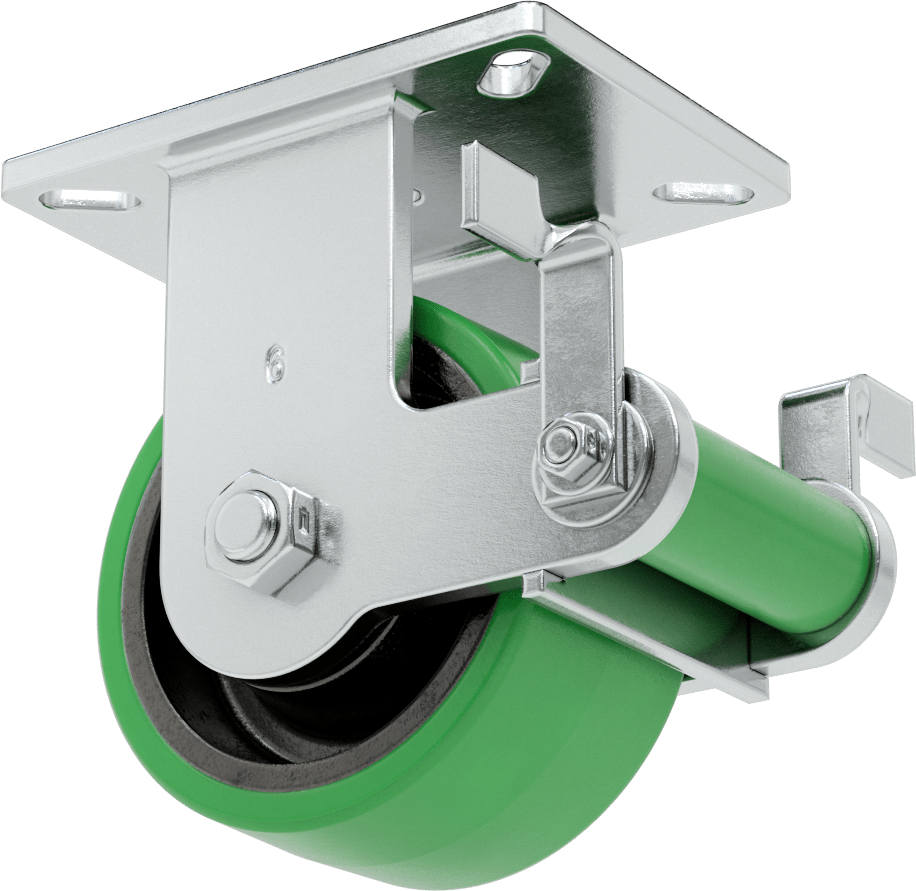 Ekstra Yüksek Kapasiteli Stronghart Tekerlek, Frenli 7-1/4“ x 5-1/4” Plaka ve 6“ x 3” Poliüretan Tekerlek
