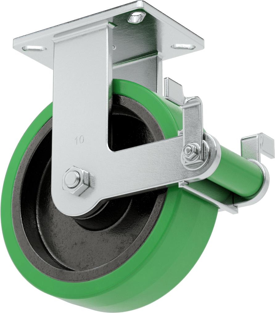 Ekstra Yüksek Kapasiteli Stronghart Tekerlek, 7-1/4“ x 5-1/4” Frenli Plaka ve 10" Poliüretan Tekerlek