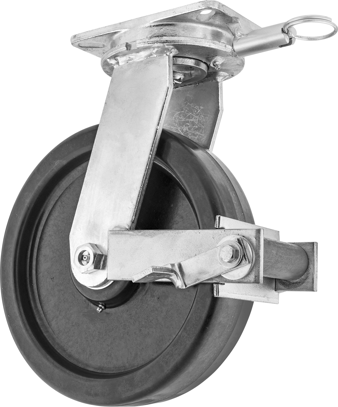 Ekstra Yüksek Kapasiteli Stronghart Tekerlek, 7-1/4“ x 5-1/4” Plaka, Kilitli ve 12 inç Fenolik Tekerlekli Döner Ayak