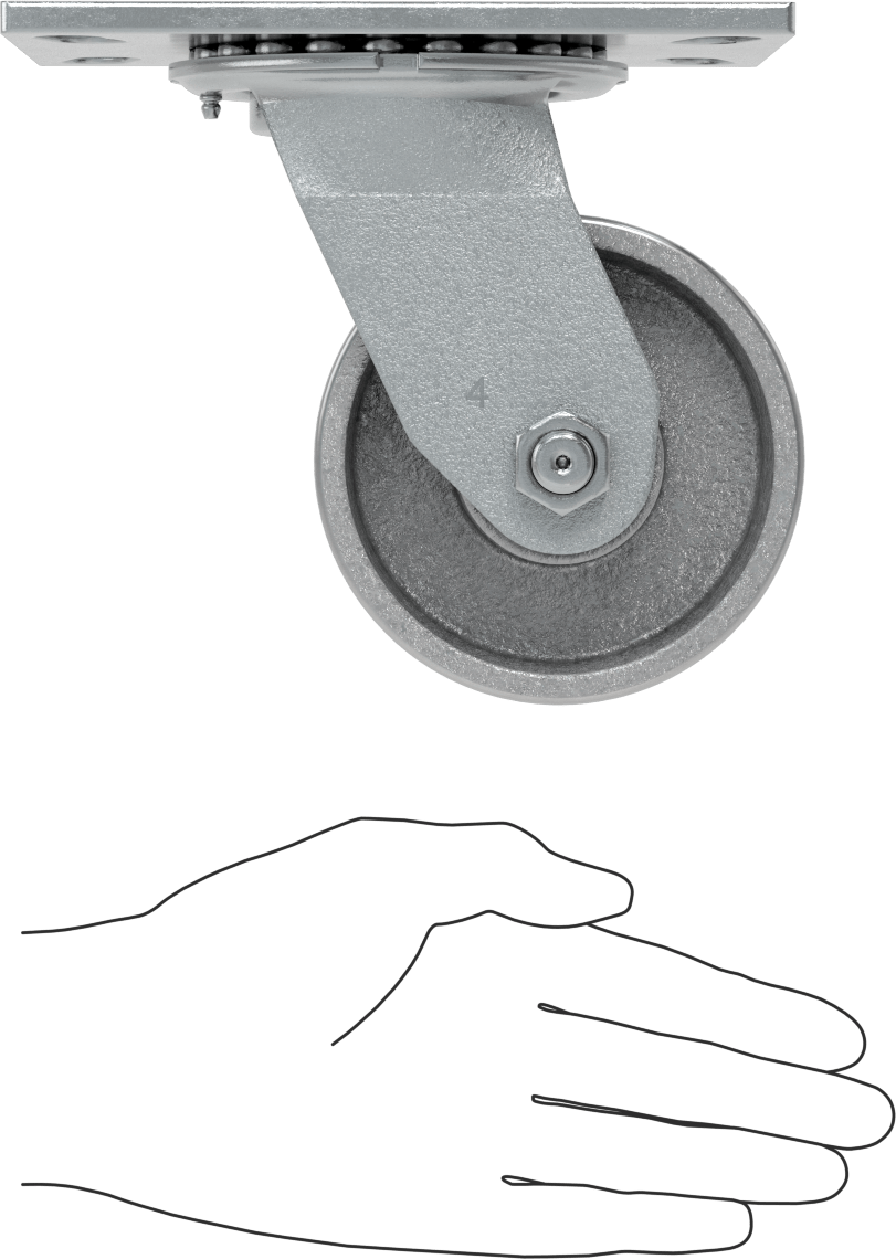 Yüksek Kapasiteli Spartan Tekerlek, 6-1/4“ x 4-1/2” Plaka, 4" Çaplı Metal Tekerlekli Döner
