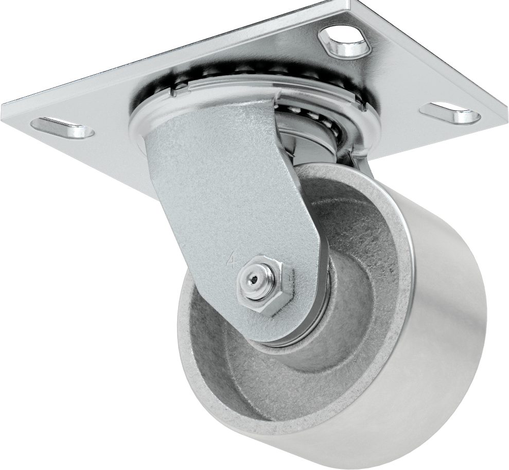 Yüksek Kapasiteli Spartan Tekerlek, 6-1/4“ x 4-1/2” Plaka, 4" Çaplı Metal Tekerlekli Döner