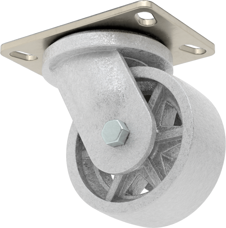 Yüksek Kapasiteli Spartan Tekerlek, 6-1/4“ x 4-1/2” Plaka, 5" Çapında Metal Tekerlekli Döner