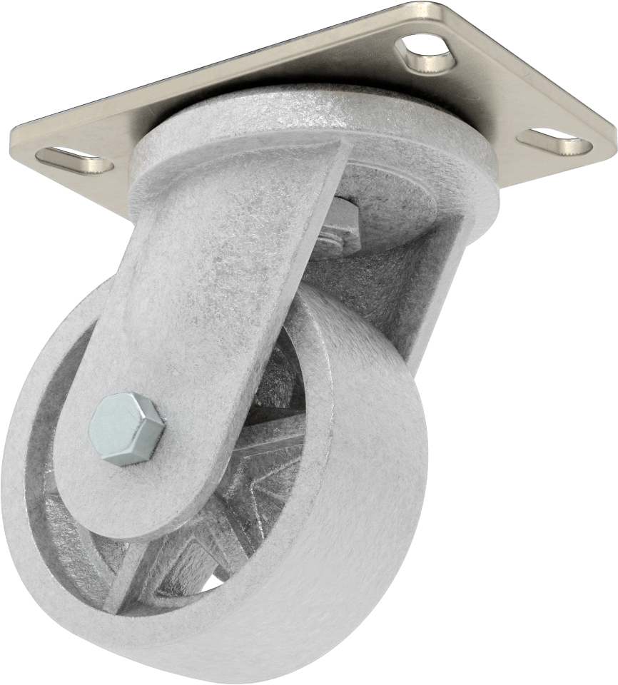 Yüksek Kapasiteli Spartan Tekerlek, 6-1/4“ x 4-1/2” Plaka, 5" Çapında Metal Tekerlekli Döner