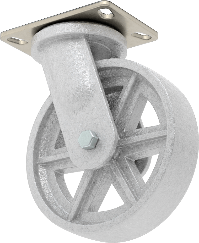 Yüksek Kapasiteli Spartan Tekerlek, 6-1/4“ x 4-1/2” Plaka, 8 inç Çapında Metal Tekerlekli Döner Tekerlek