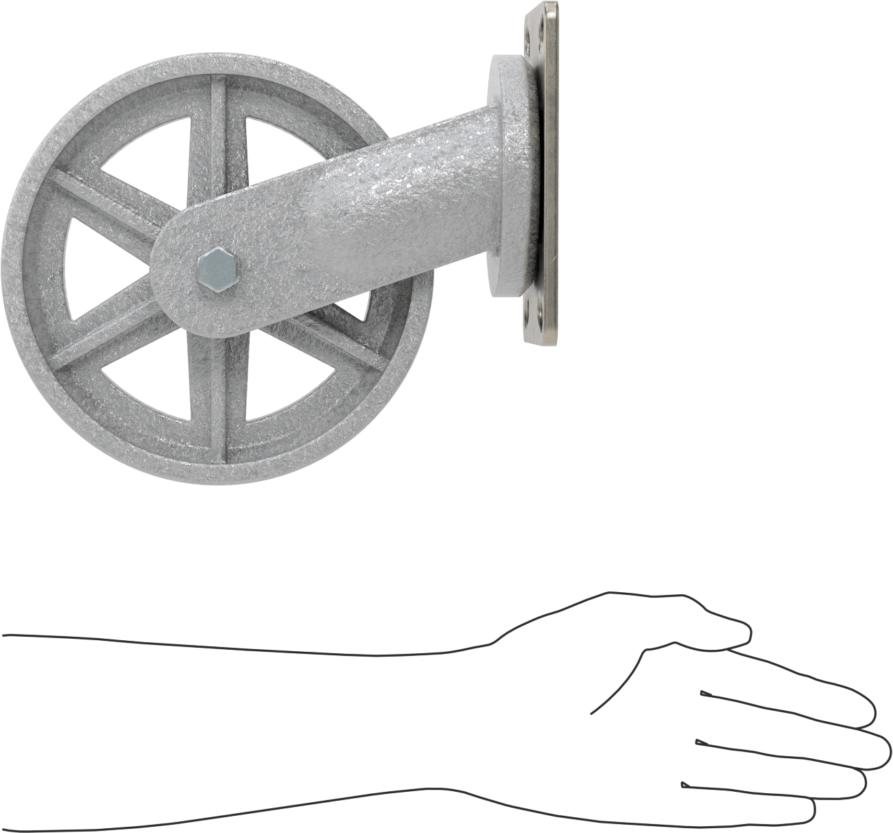 Yüksek Kapasiteli Spartan Tekerlek, 6-1/4“ x 4-1/2” Plaka, 8 inç Çapında Metal Tekerlekli Döner Tekerlek