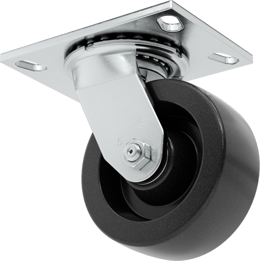 Yüksek Kapasiteli Spartan Tekerlek, 6-1/4“ x 4-1/2” Plaka, 5" Çaplı Fenolik Tekerlekli Döner
