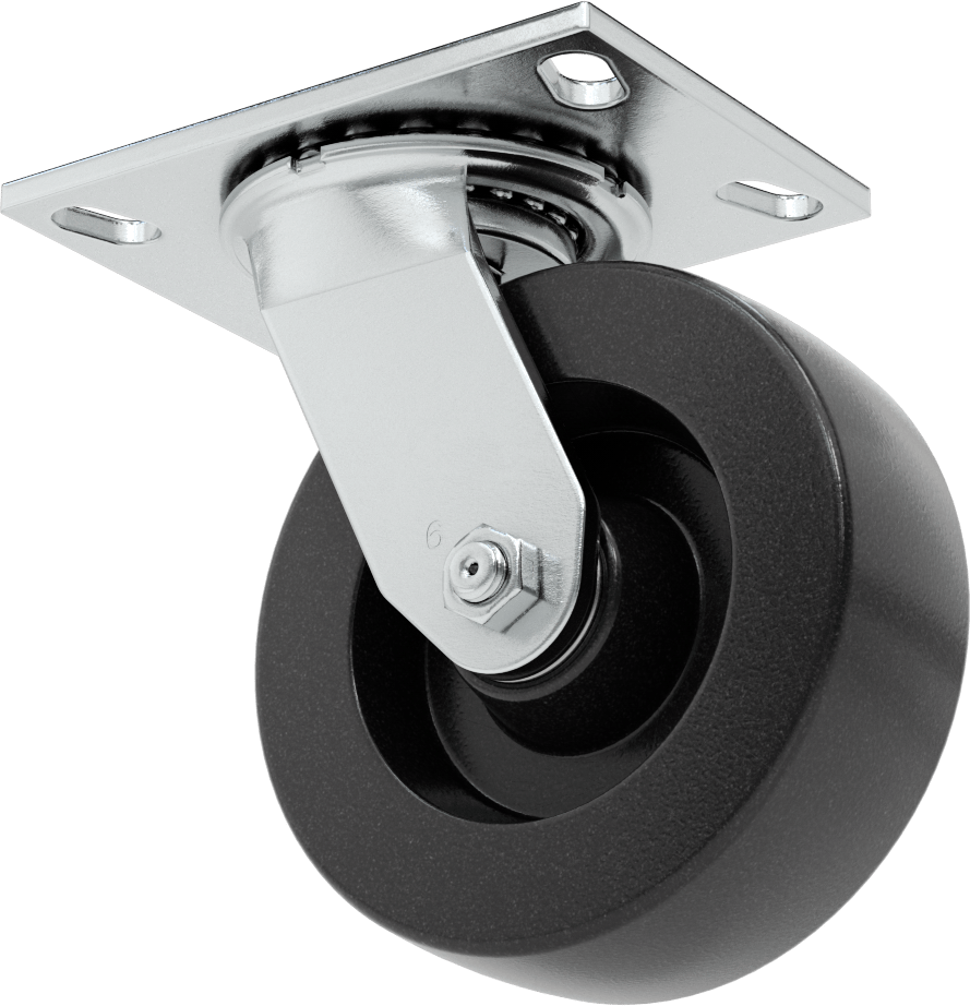 Yüksek Kapasiteli Spartan Tekerlek, 6-1/4“ x 4-1/2” Plaka, 6 inç Çapında Fenolik Tekerlekli Döner Tekerlek