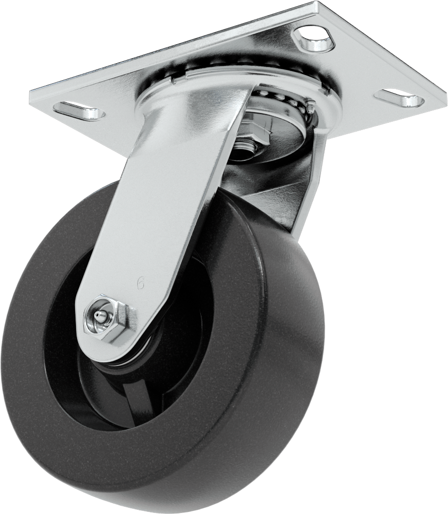 Yüksek Kapasiteli Spartan Tekerlek, 6-1/4“ x 4-1/2” Plaka, 6 inç Çapında Fenolik Tekerlekli Döner Tekerlek
