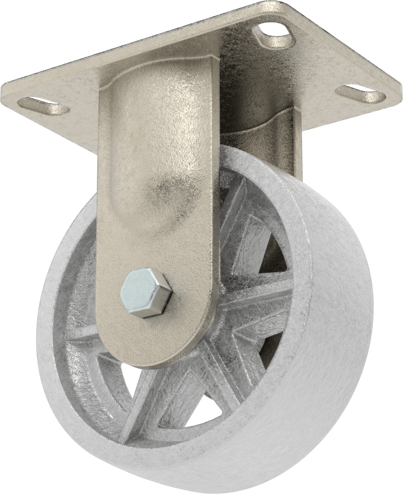 Yüksek Kapasiteli Spartan Tekerlek, 6-1/4“ x 4-1/2” Plaka, 6" Çaplı Metal Tekerlekli Sert