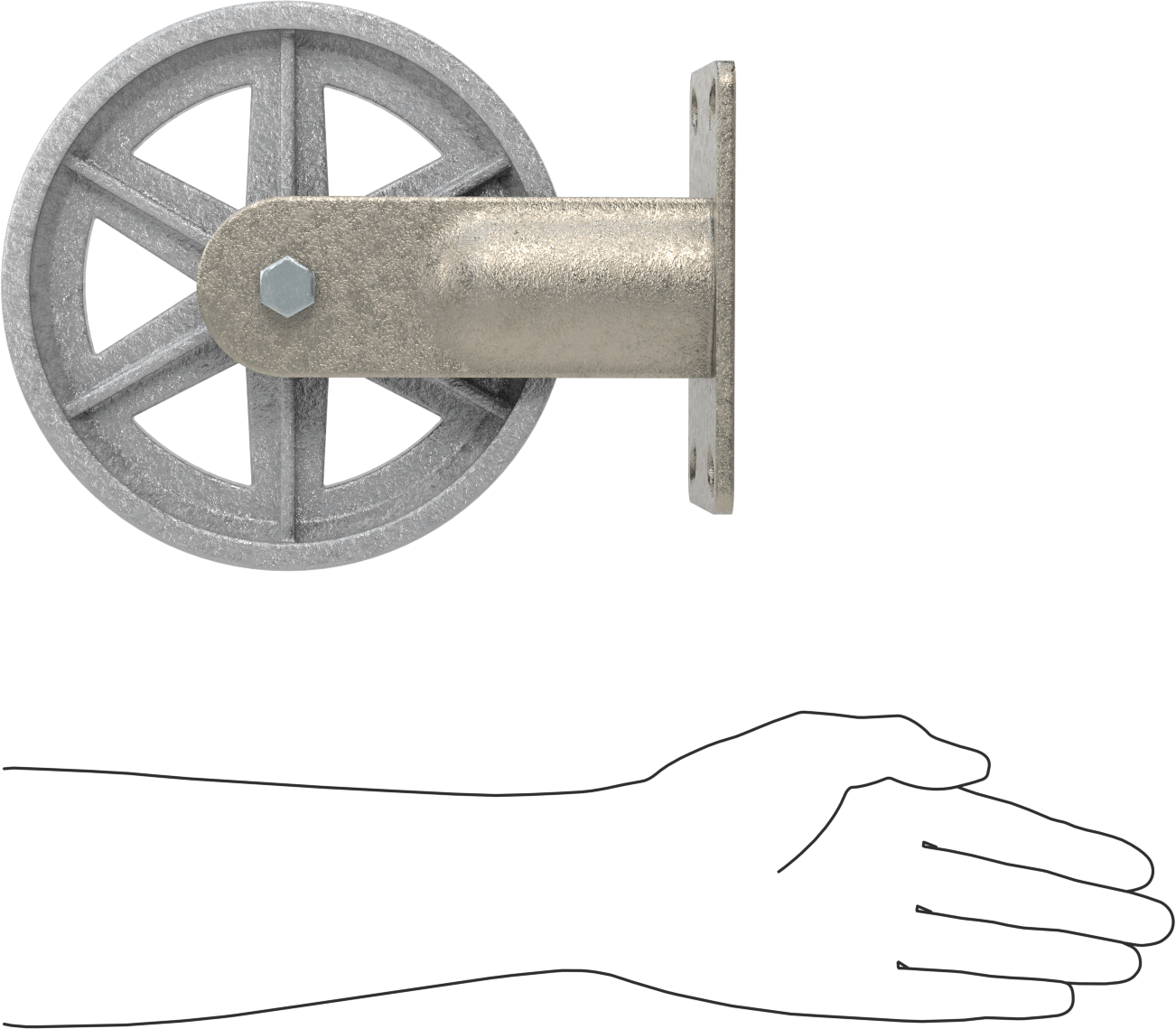 Yüksek Kapasiteli Spartan Tekerlek, 6-1/4“ x 4-1/2” Plaka, 8 inç Çapında Metal Tekerlekli Sert