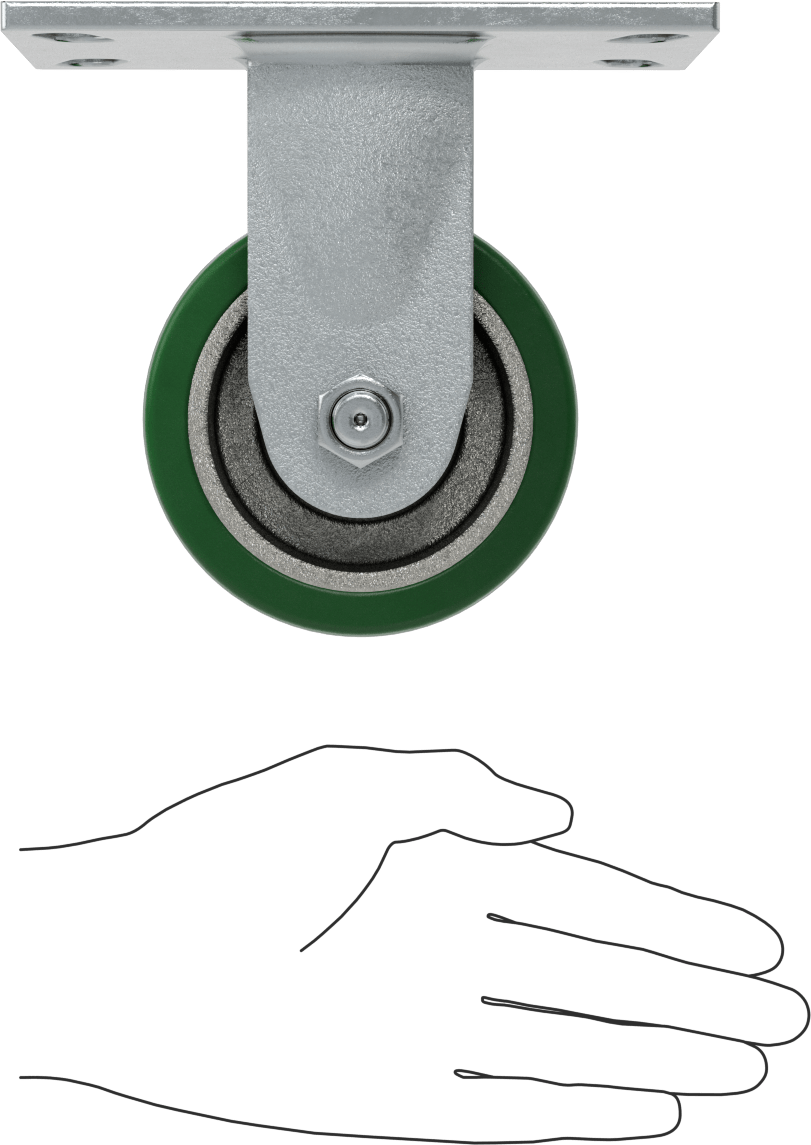 Yüksek Kapasiteli Spartan Tekerlek, 6-1/4“ x 4-1/2” Plaka, Rigid, 4" Çaplı Poliüretan Tekerlek