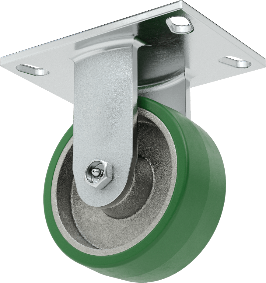 Yüksek Kapasiteli Spartan Tekerlek, 6-1/4“ x 4-1/2” Plaka, Rigid, 5" Çap Poliüretan Tekerlek