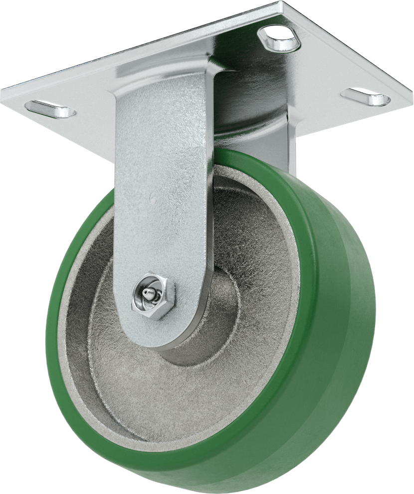 Yüksek Kapasiteli Spartan Tekerlek, 6-1/4“ x 4-1/2” Plaka, Rigid, 6" Çaplı Poliüretan Disk