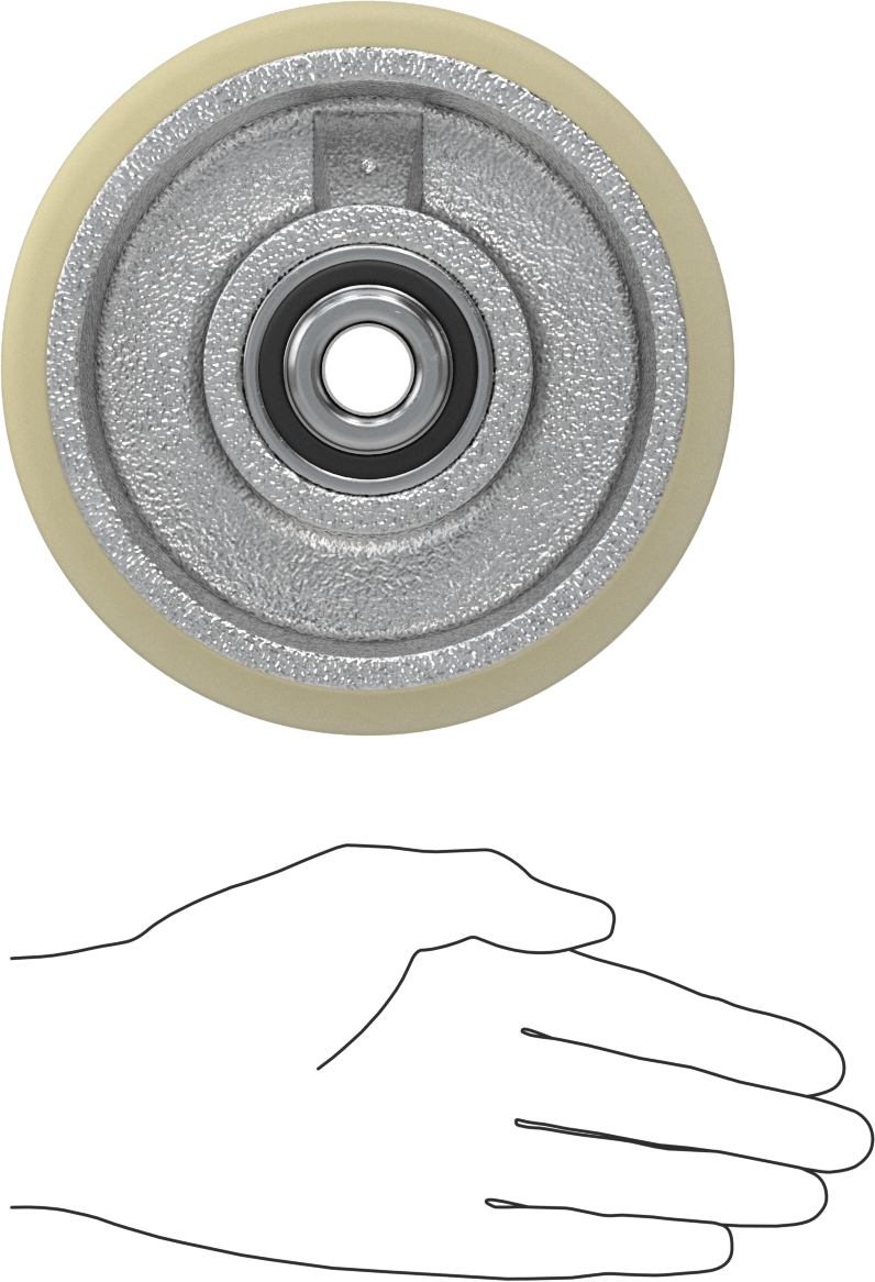 Bilyalı Rulmanlı Yüksek Mukavemetli Poliüretan Tekerlek, 6“ Çap x 2-1/2” Genişlik, 2100 lb. Kapasite, Sert
