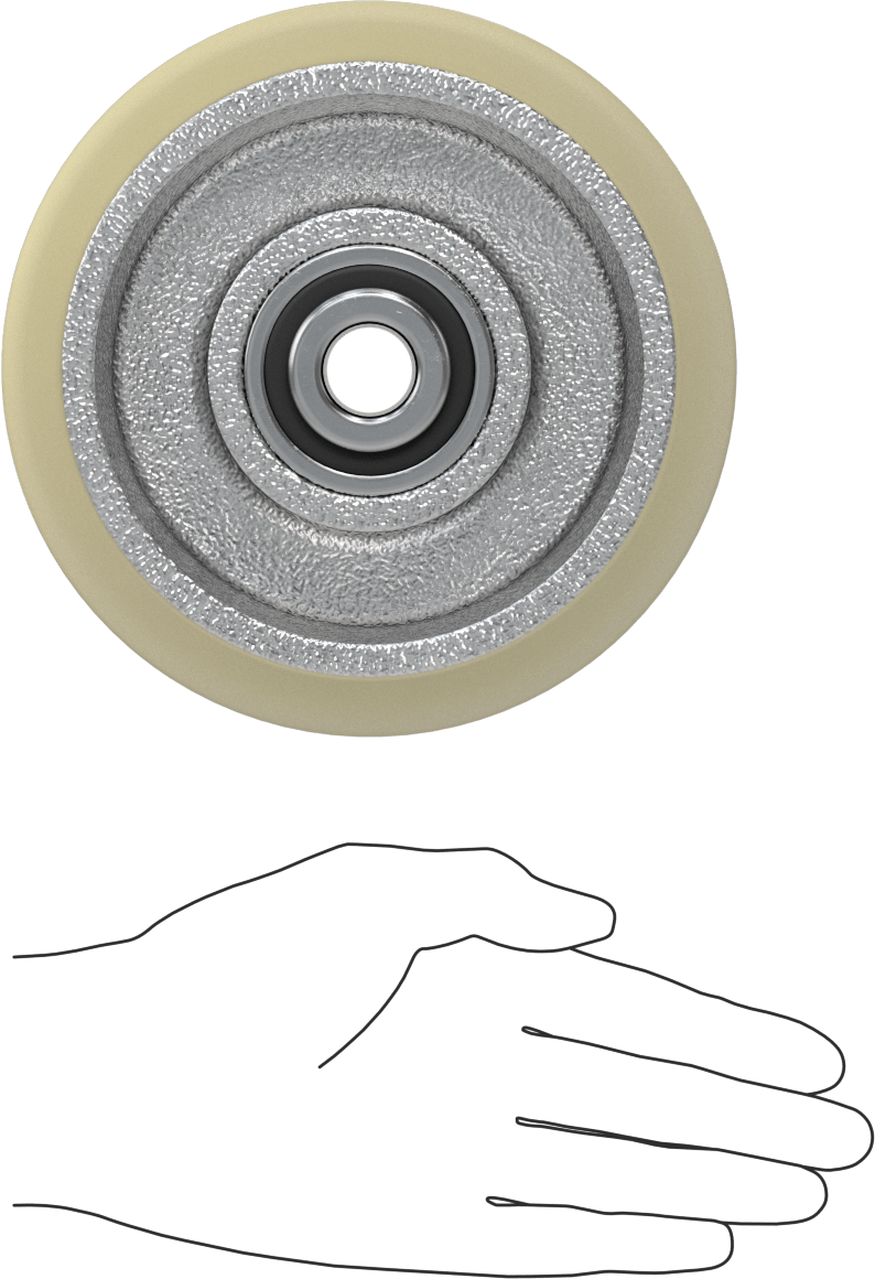 Bilyalı Rulmanlı Yüksek Mukavemetli Poliüretan Tekerlek, 6“ Çap x 3” Genişlik, 2800 lb. Kapasite, Sert