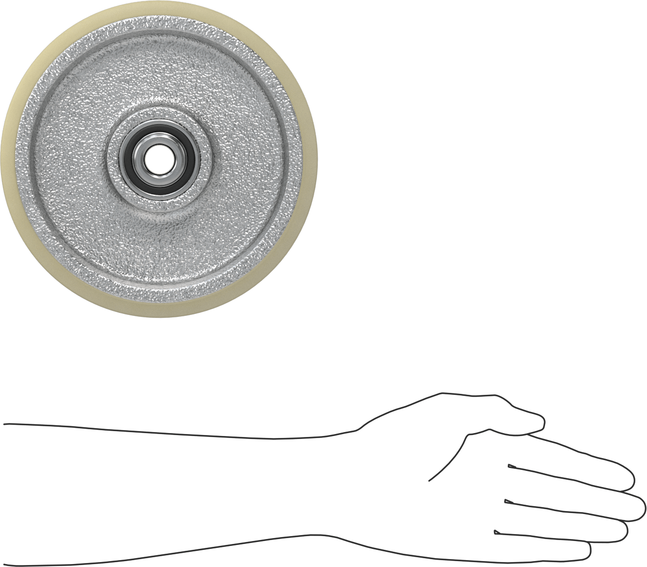 Bilyalı Rulmanlı Yüksek Mukavemetli Poliüretan Tekerlek, 8“ Çap x 2-1/2” Genişlik, 2500 lb. Kapasite, Sert