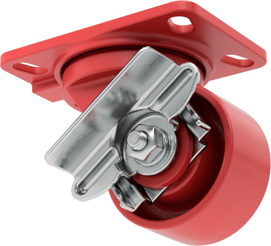 6-1/2“ x 4-1/2” Plakalı Yüksek Kapasiteli Kingston Tekerlek, Frenli ve 4" Çapında Metal Tekerlekli Döner Tekerlek