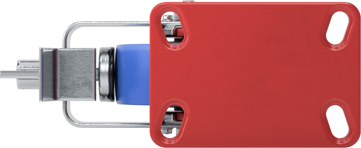 6-1/2“ x 4-1/2” Plakalı Yüksek Kapasiteli Kingston Tekerlek, Frenli Döner Tekerlek ve 5" Çaplı Mavi Poliüretan Tekerlek