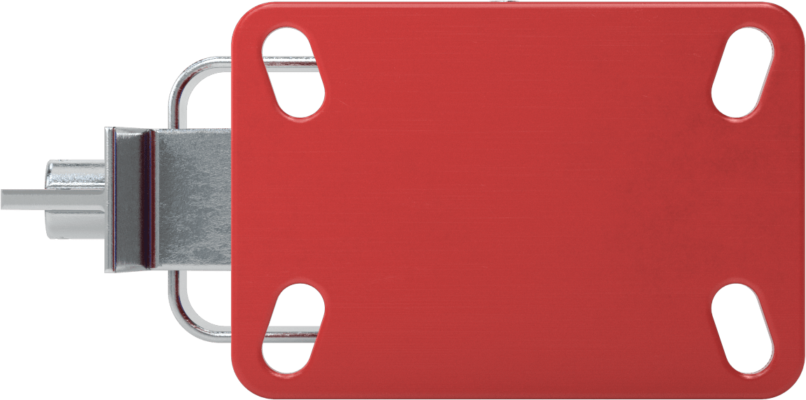 6-1/2“ x 4-1/2” Plakalı Yüksek Kapasiteli Kingston Tekerlek, Frenli ve 5 inç Çaplı Mavi Poliüretan Tekerlekli Sabit
