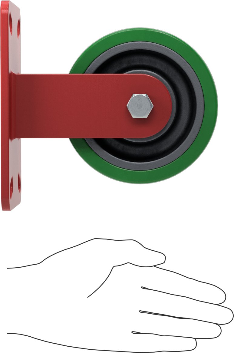 6-1/2“ x 4-1/2” Plakalı Yüksek Kapasiteli Kingston Tekerlek, 5 inç Çapında Yeşil Poliüretan Tekerlekli Sert