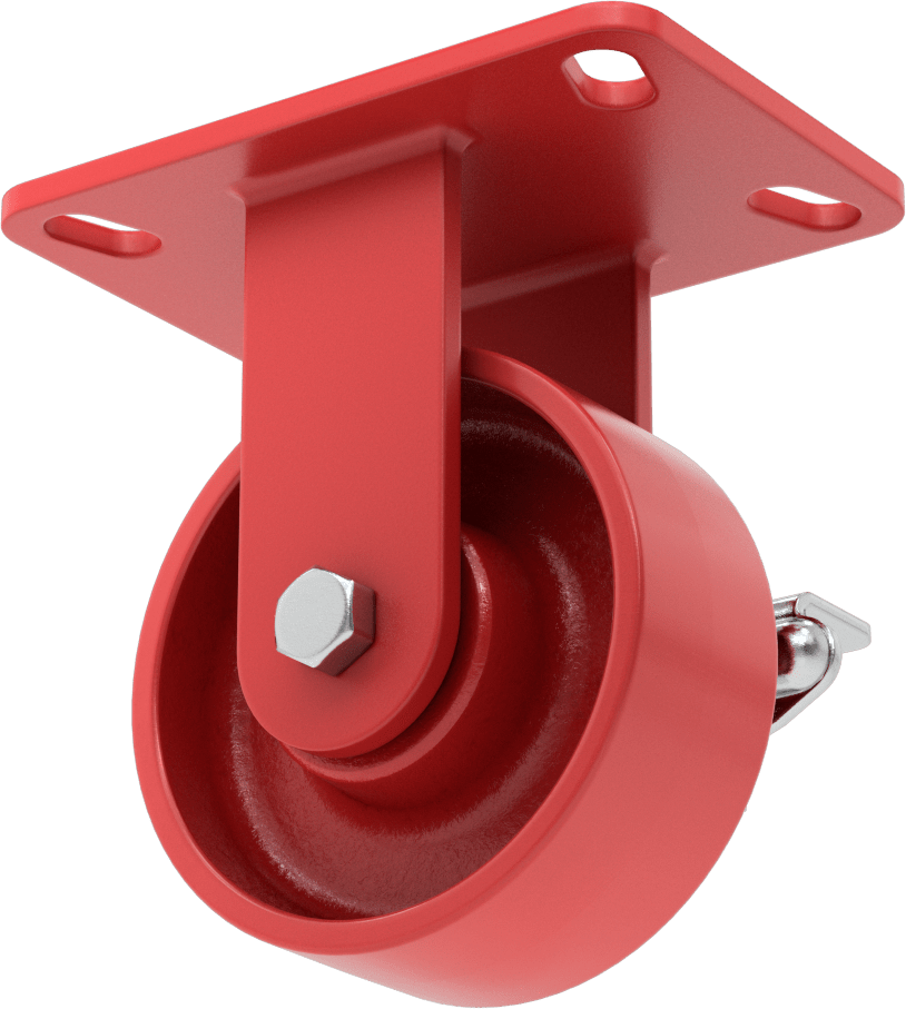 6-1/2“ x 4-1/2” Plakalı Yüksek Kapasiteli Kingston Tekerlek, Sağ Taraf Frenli ve 5" Çapında Metal Tekerlekli Sert