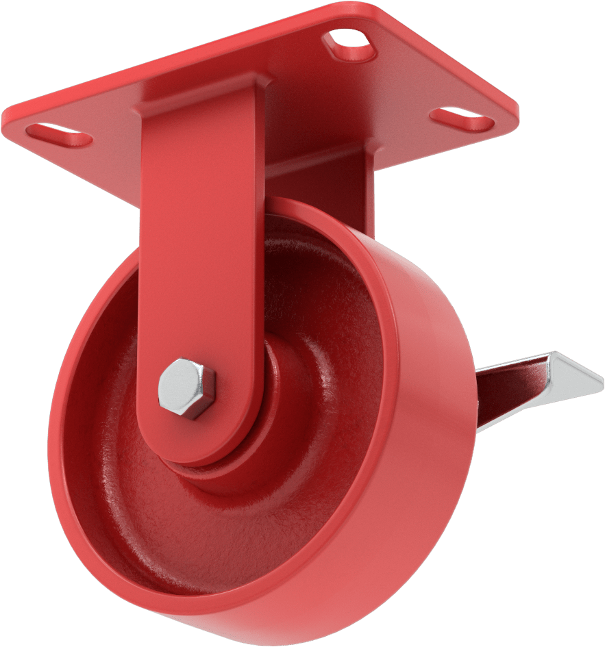 6-1/2“ x 4-1/2” Plakalı Yüksek Kapasiteli Kingston Tekerlek, Sağ Taraf Frenli ve 6 inç Çapında Metal Tekerlekli Sert