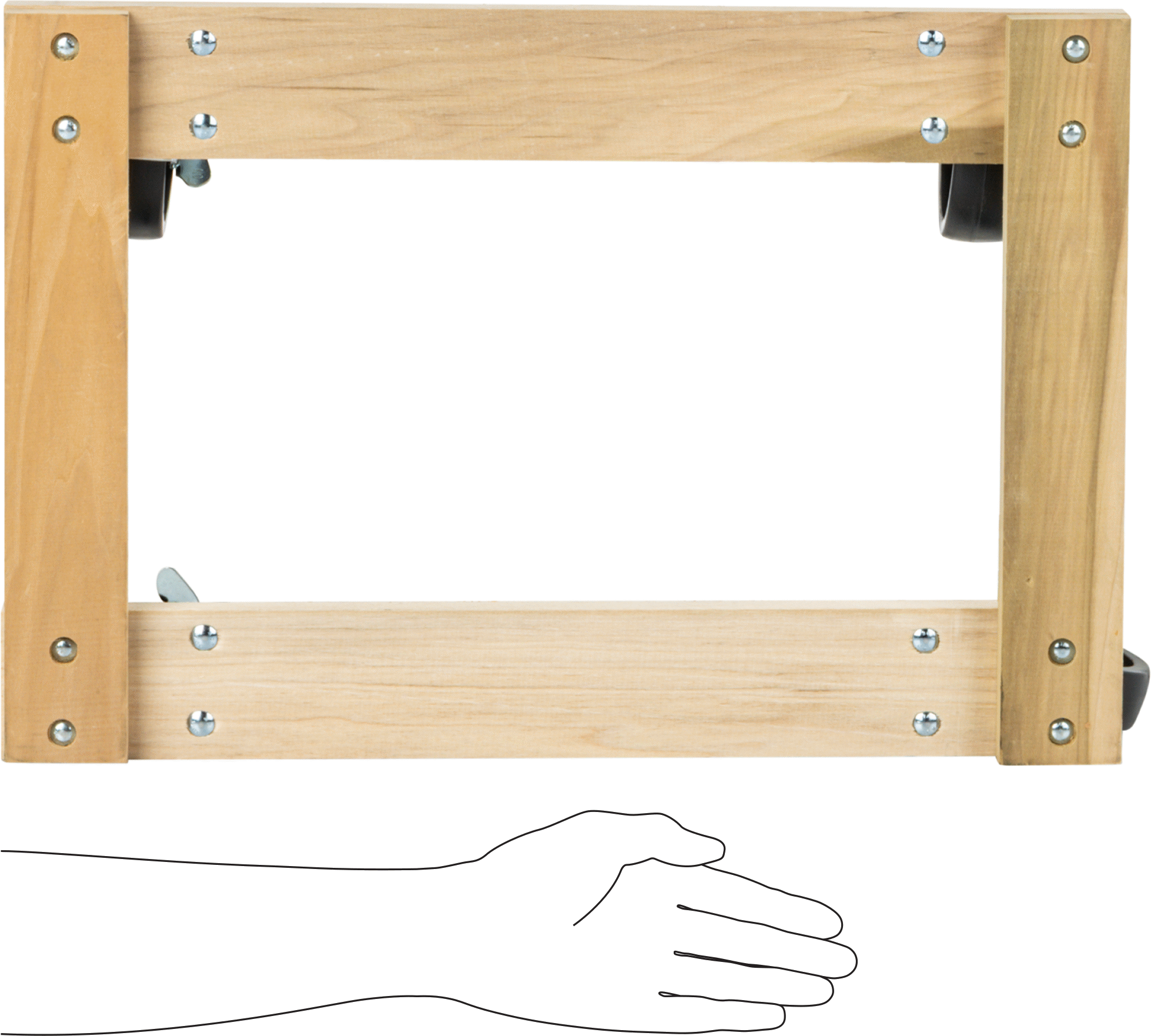 Ahşap Taşıma Arabası, Pürüzsüz Açık Platform, Yükseltilmiş Uçlar, 24“ Uzunluk x 16” Genişlik