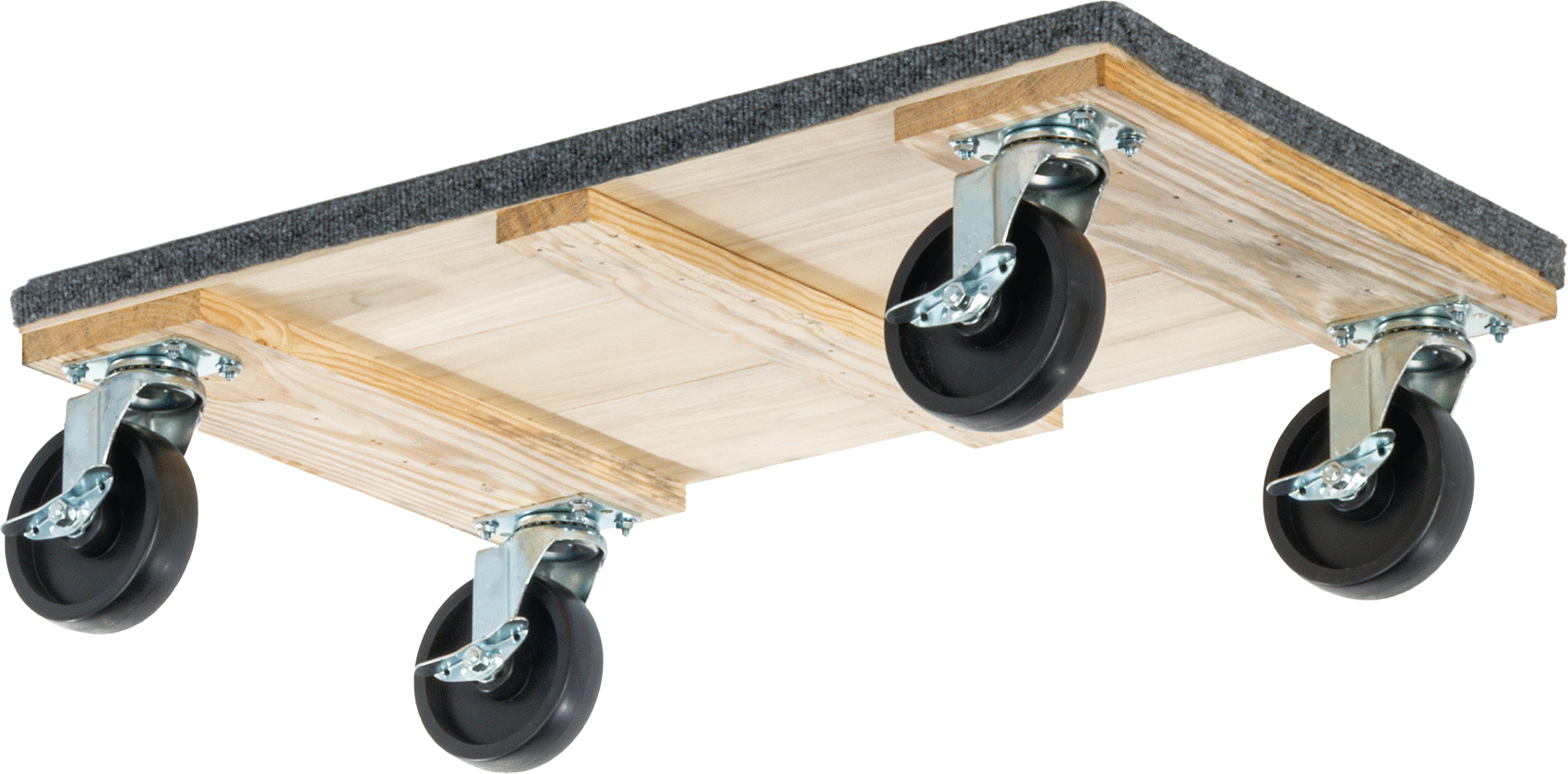 Ahşap Taşıma Arabası, 1500 lb. Kapasite, 30“ Uzunluk x 18” Genişlik Halı Kaplı Katı Platform