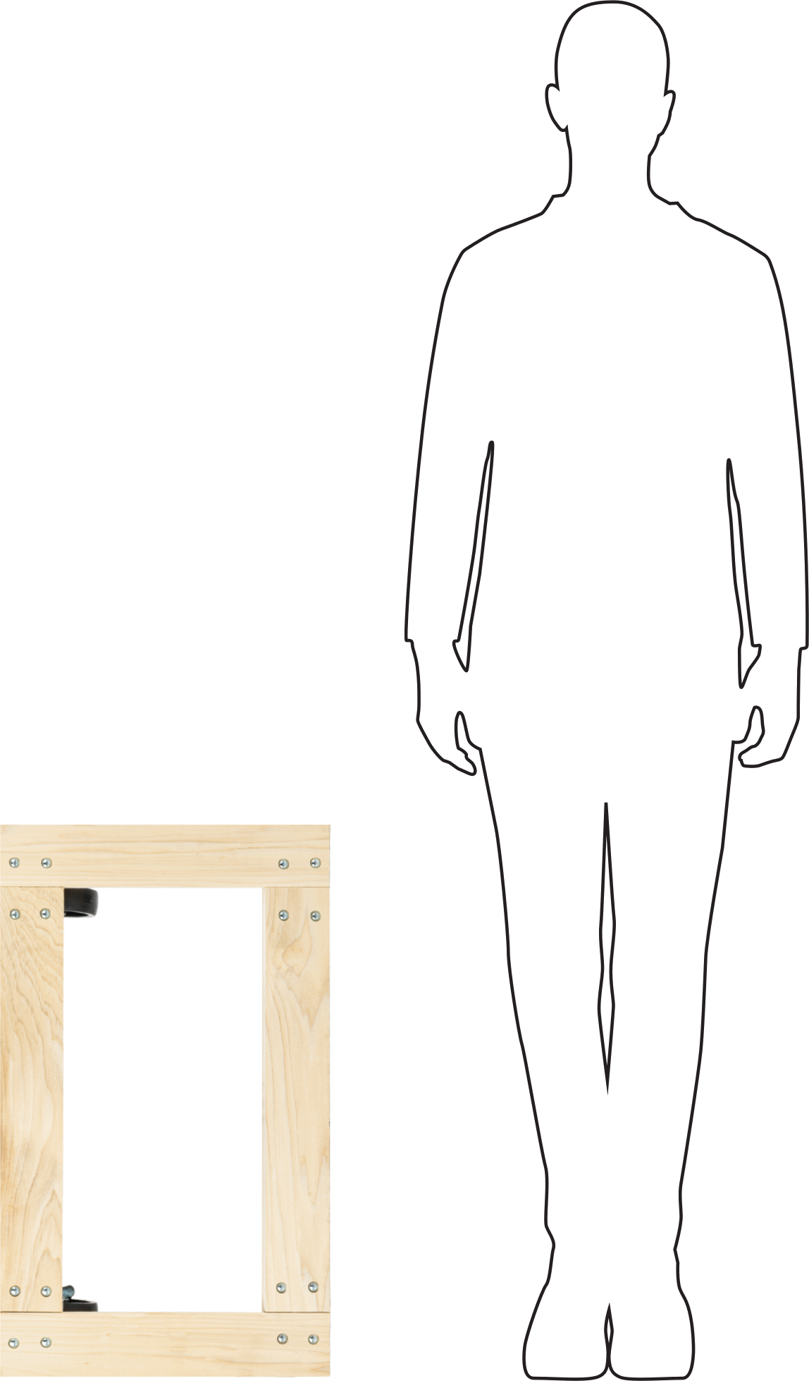 Ahşap Taşıma Arabası, 1500 lb. Kapasite, 30" x 18", Pürüzsüz, Yıkama, Açık Platform