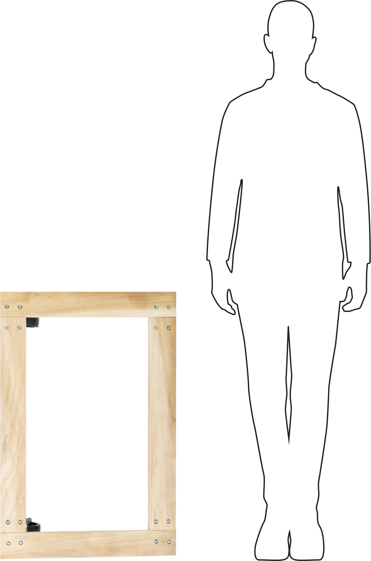 Ahşap Taşıma Arabası, 1500 lb. Kapasite, 36" x 24", Pürüzsüz, Yıkama, Açık Platform