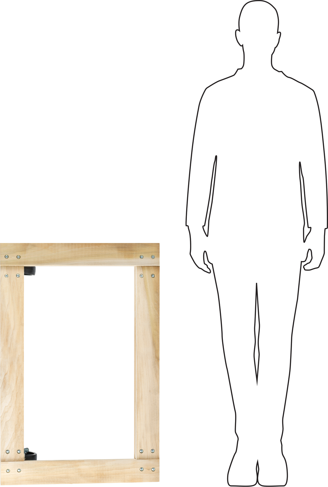 Ahşap Taşıma Arabası, 1500 lb. Kapasite, 36" x 24", Pürüzsüz, Yükseltilmiş Uçlar, Açık