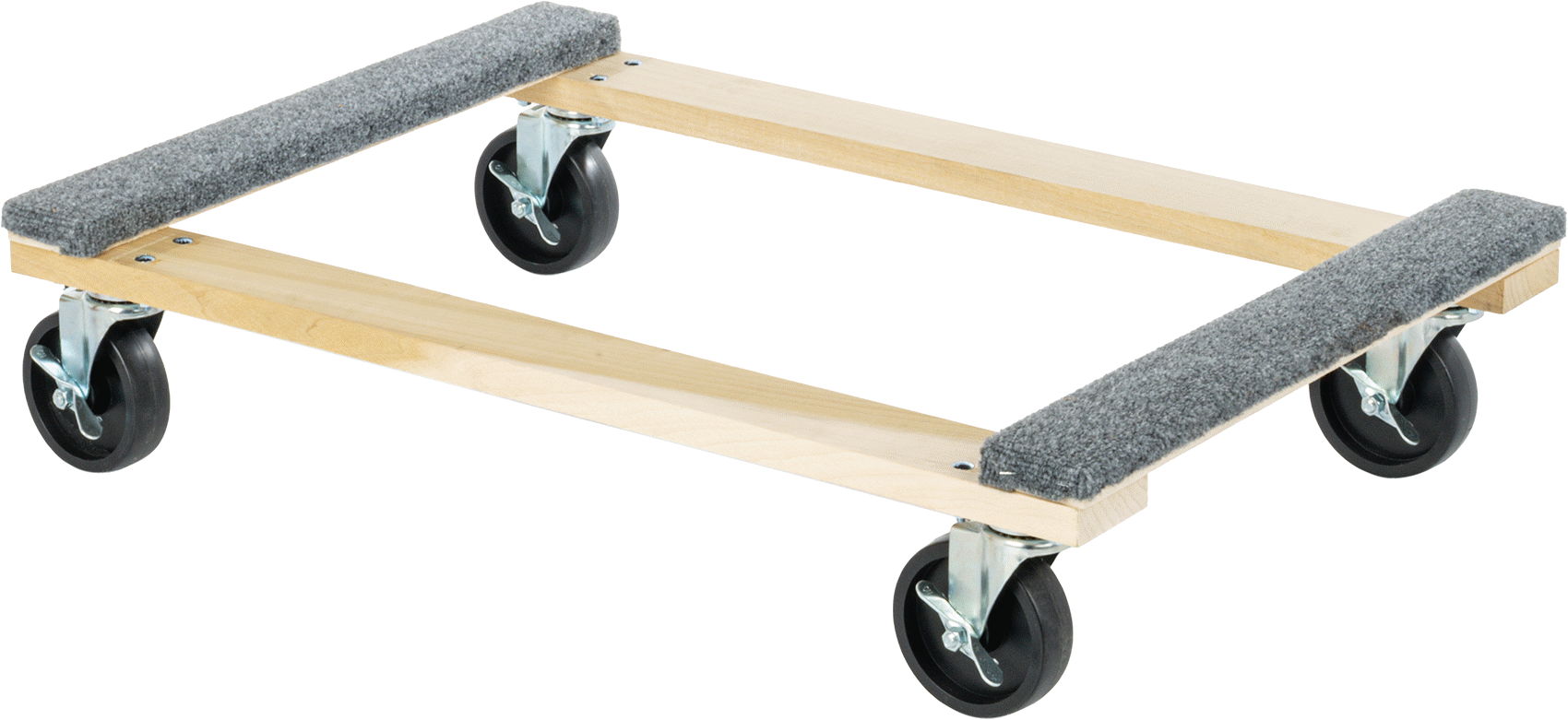 Ahşap Taşıma Arabası, 1500 lb. Kapasite, 36 inç Uzunluk x 24 inç Genişlik, Halı Kaplı Açık Platform