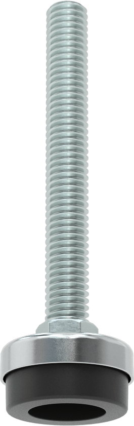 Çinko Kaplı Çelik Saplamalı Sert Tesviye Bağlantı Elemanları, Polietilen Yastık, 3/8"-16 Diş Boyutu, 3" Diş Uzunluğu