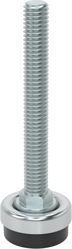 Çinko Kaplı Çelik Saplamalı Sert Tesviye Bağlantı Elemanları, Polietilen Yastık, 3/8"-16 Diş Boyutu, 3" Diş Uzunluğu
