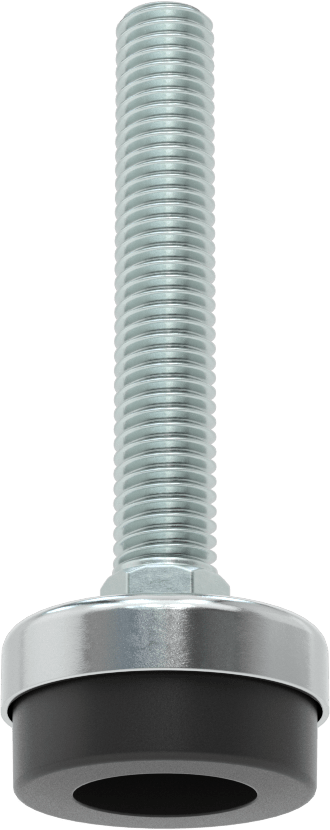 Çinko Kaplı Çelik Saplamalı Sert Tesviye Bağlantı Elemanları, Polietilen Yastık, 1/2"-13 Diş Boyutu, 3" Diş Uzunluğu