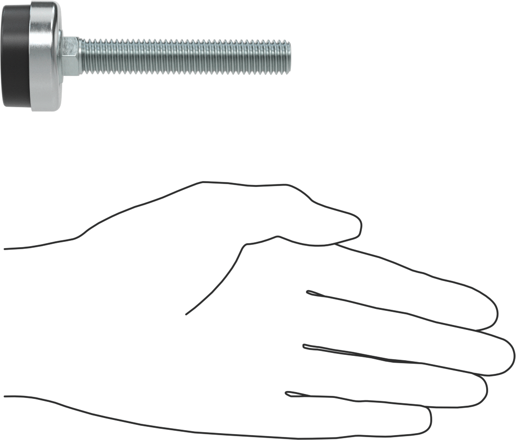 Çinko Kaplı Çelik Saplamalı Sert Tesviye Bağlantı Elemanları, Polietilen Yastık, 1/2"-13 Diş Boyutu, 3" Diş Uzunluğu