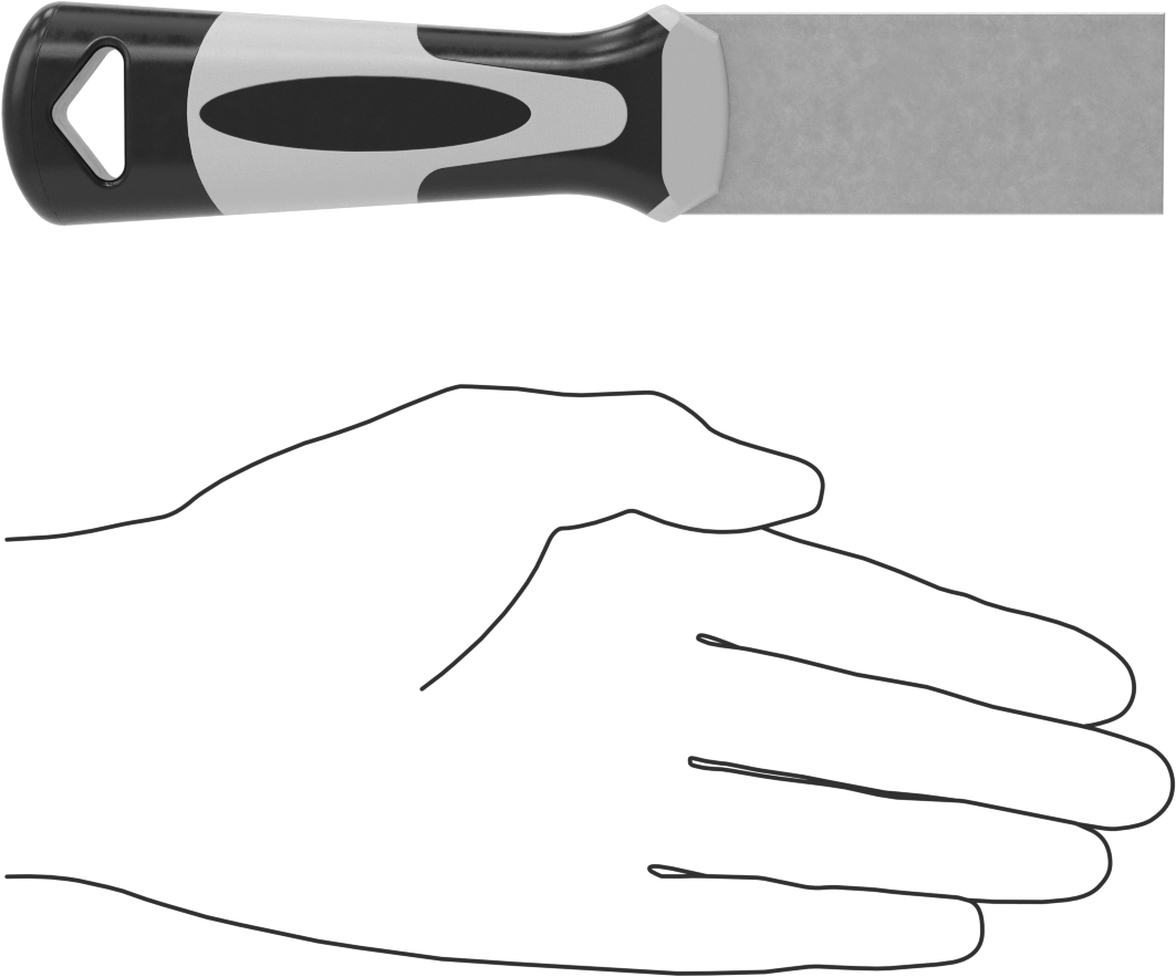 Kıvılcım Çıkarmayan Macun Bıçağı, Kauçuk Saplı, 1-1/4“ Genişlik x 3,5” Uzunluk Bıçak