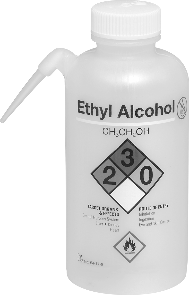 Ayrı Açılı Nozullu Sıkma Şişesi, NFPA Diamond, (Etil Alkol), 16 FL. oz Kapasite