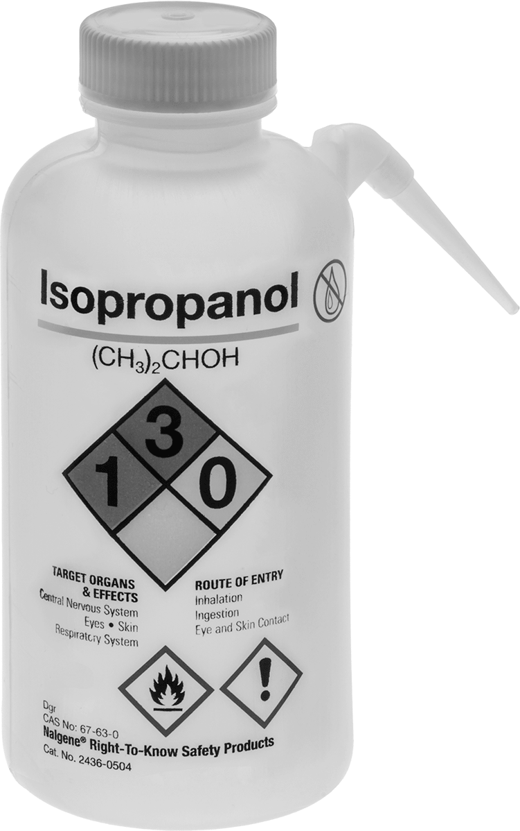 Ayrı Açılı Nozullu Sıkma Şişesi, NFPA Diamond, (İzopropanol), 16 FL oz, 6-7/8" Yükseklik